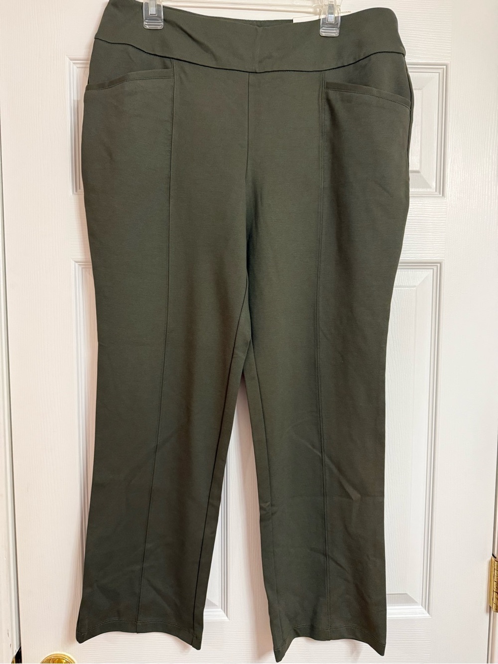 Cato Olive Green Boot Cut Pull-On Pants with Front Pockets